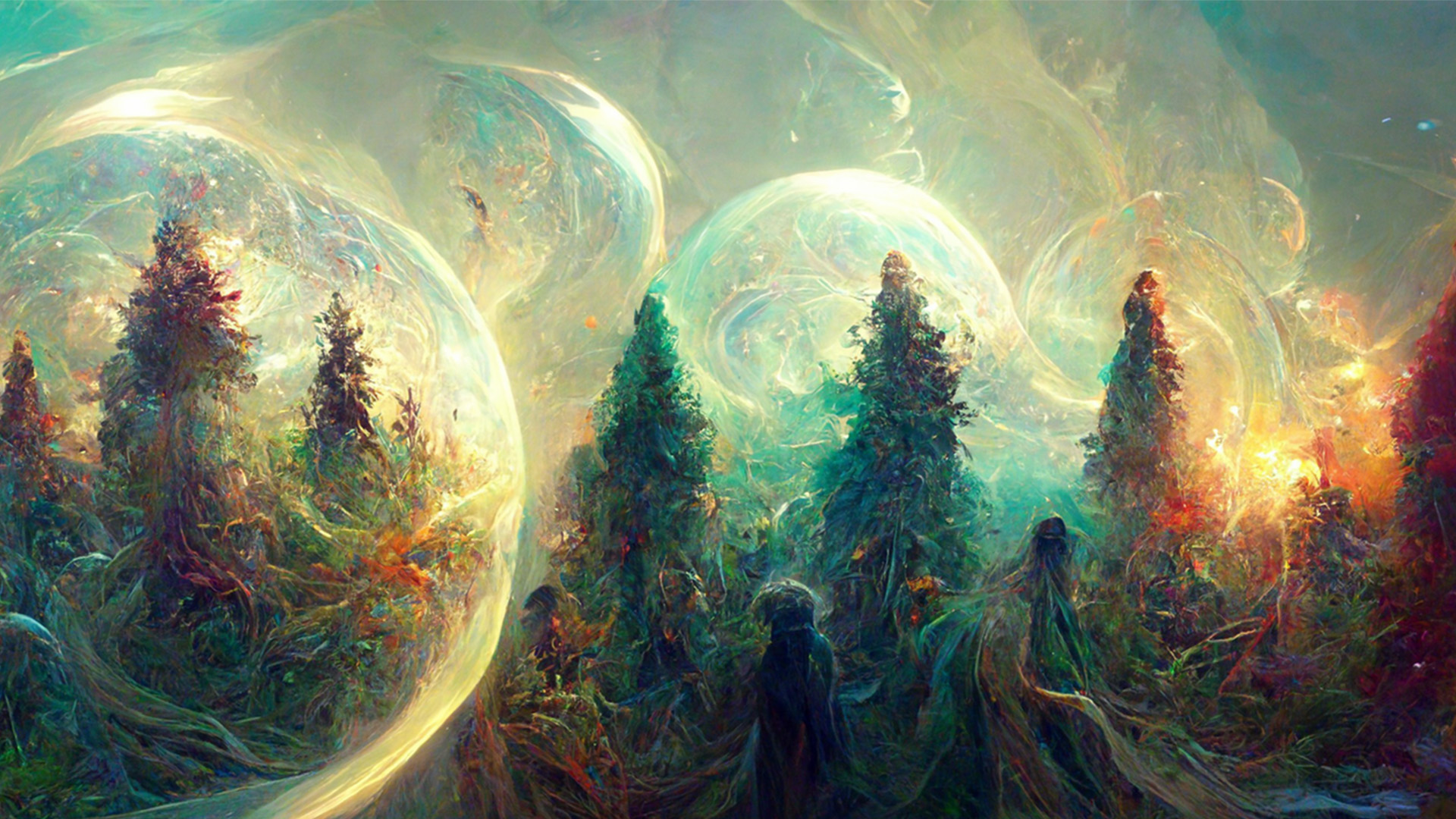 background image of magical effects in a forest in the feywild